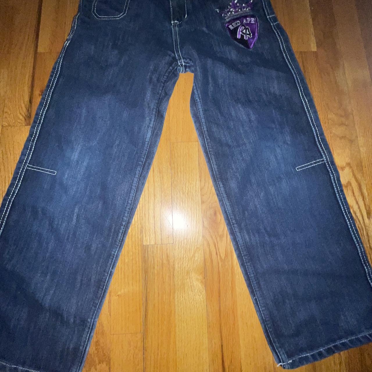 Kids red ape purple denim 12” waist 24” inseam 9”... - Depop