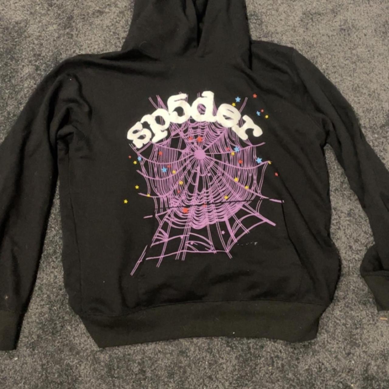 M men’s sp5der hoodie Great quality Puffy font - Depop