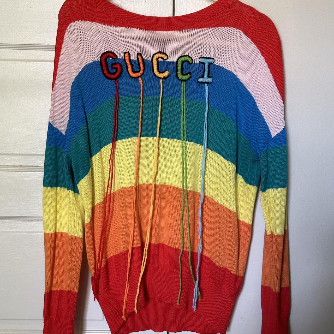 Rainbow sweater with Gucci embroidered not... Depop