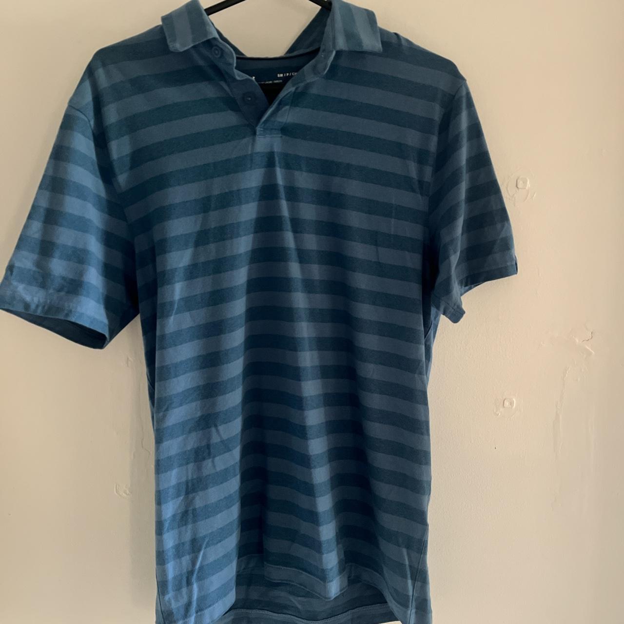 Blue Striped Under Armour Polo - Depop