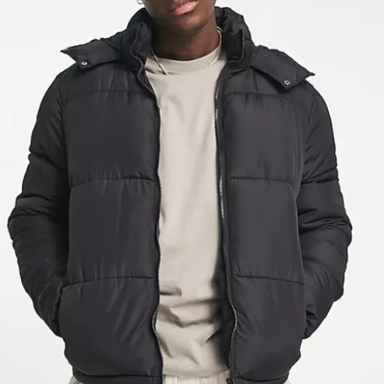 Brave Soul puffer jacket with hood in black