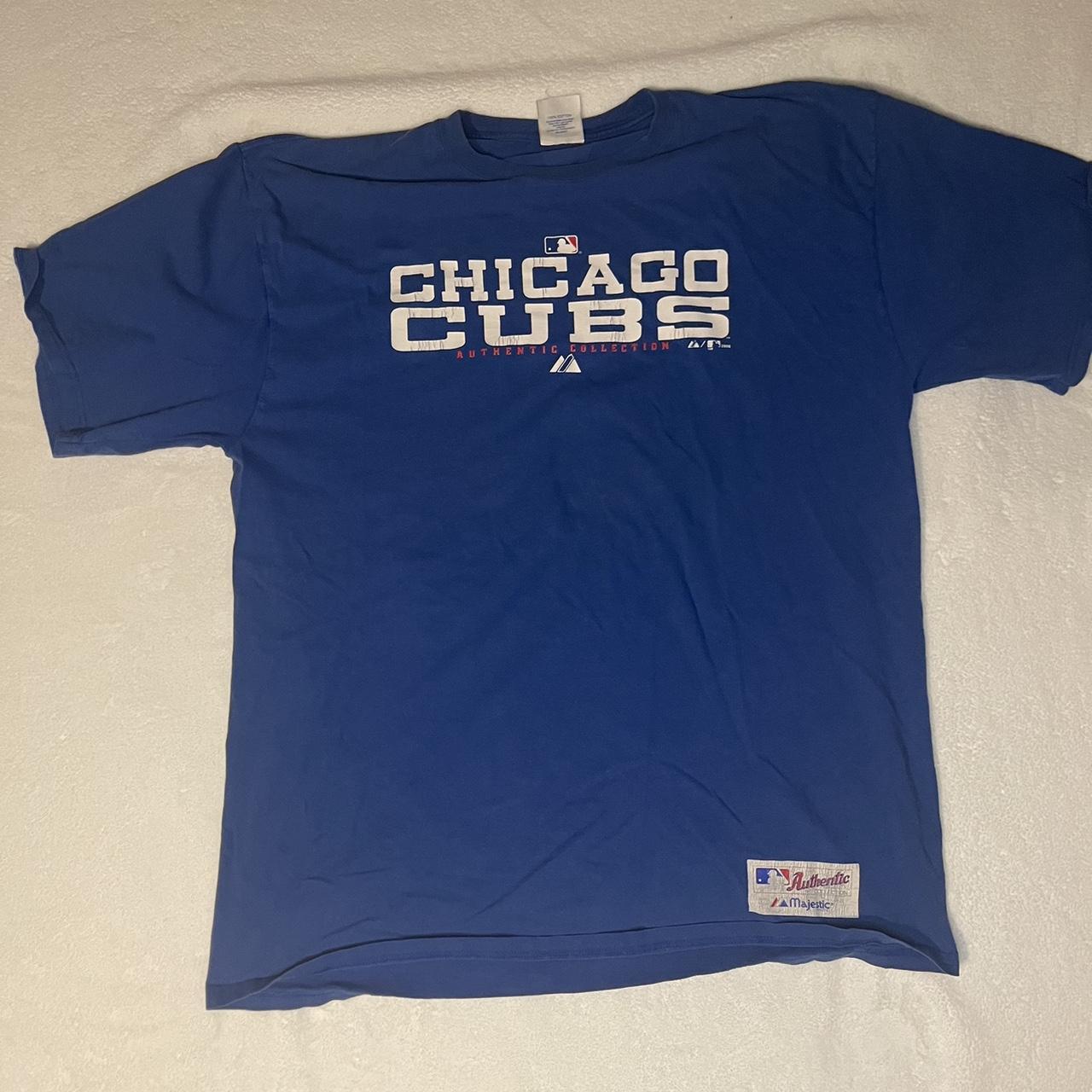 Majestic Mens Blue Chicago Cubs T-Shirt - Depop