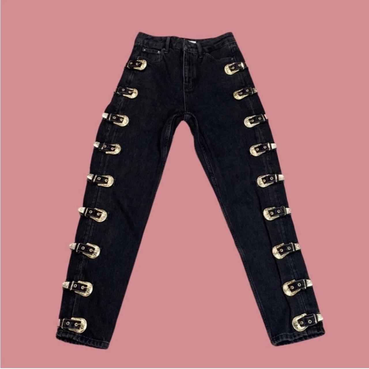 Topshop side 2024 buckle jeans