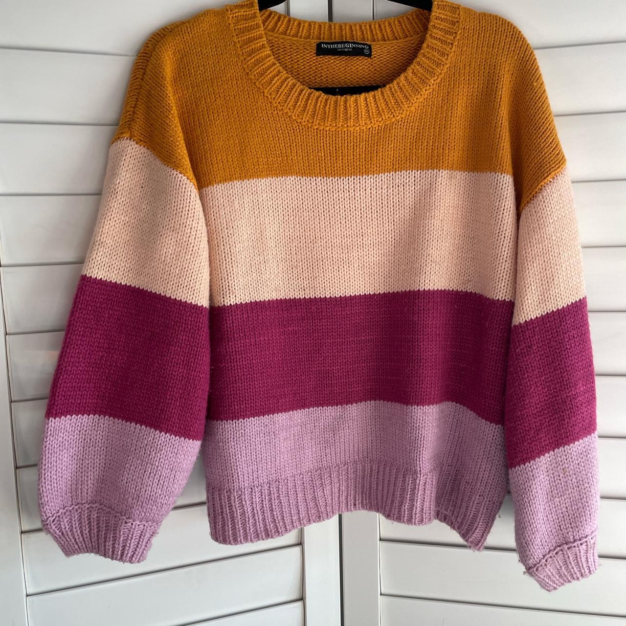 Super cute multicolored knit sweater. Does have some... - Depop