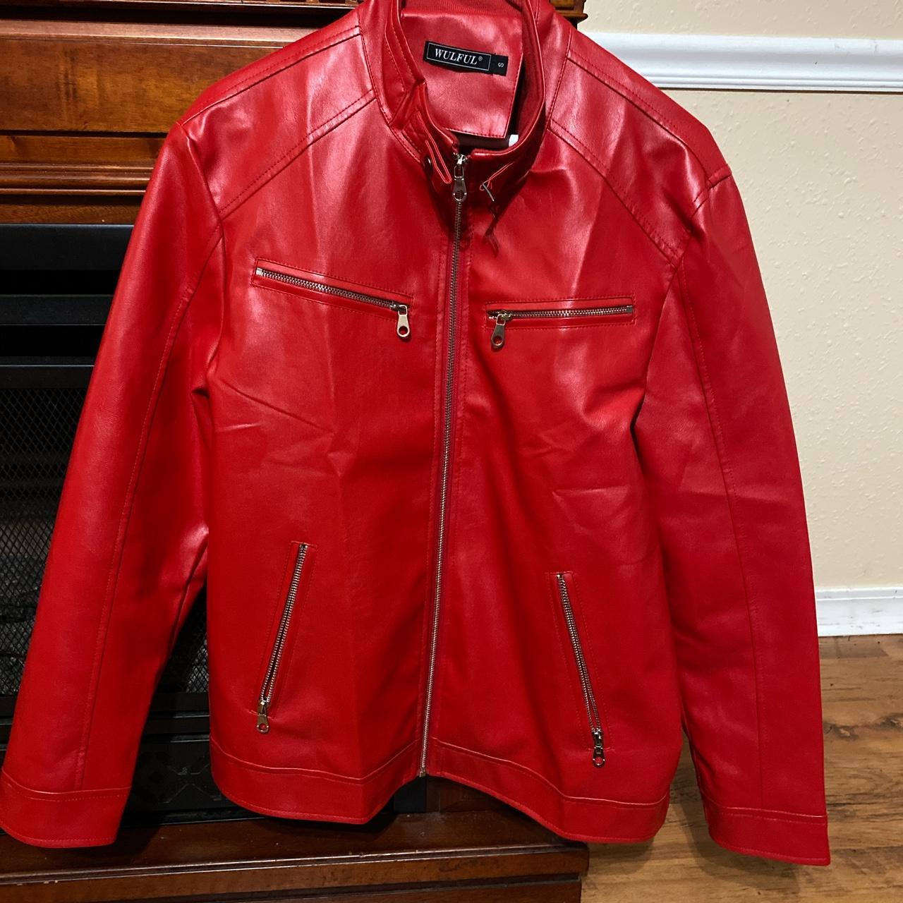 Red leather sales jacket macys