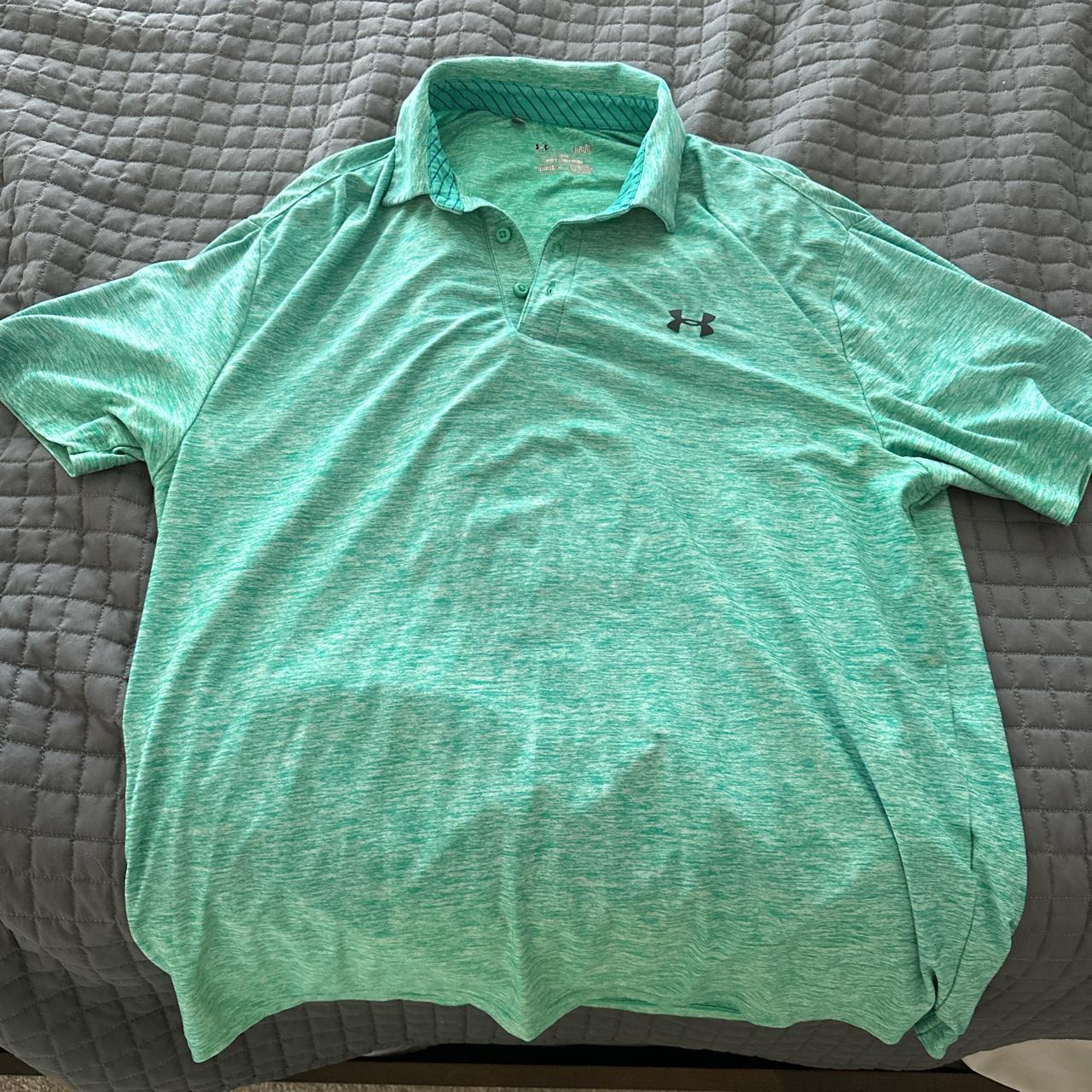 Heathered Green Under Armour Polo Shirt - Depop