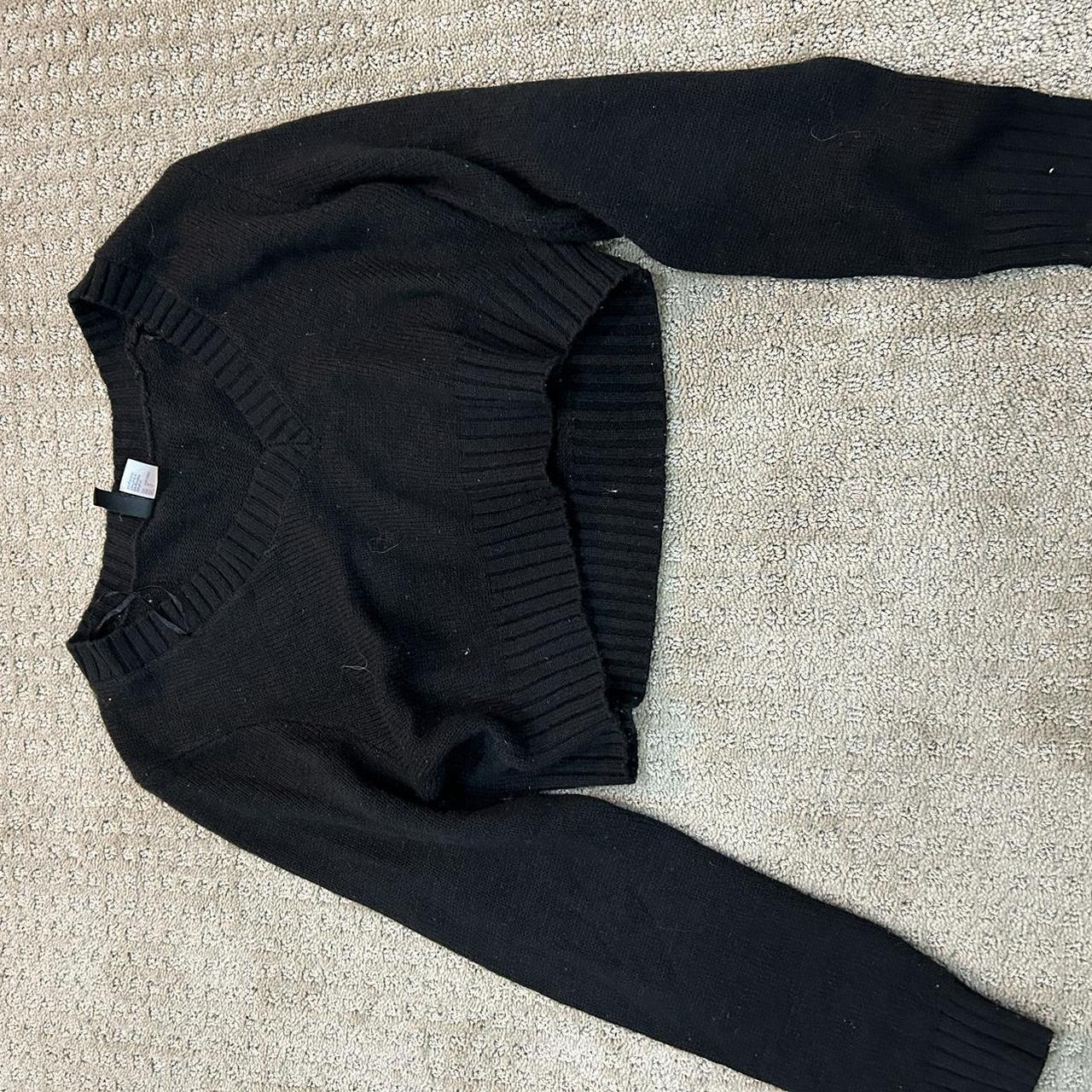 cute cropped black sweater size L but fits M and is... - Depop