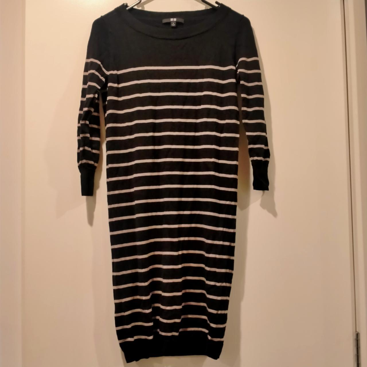 Uniqlo - Black/white striped knit dress. Size: S. - Depop