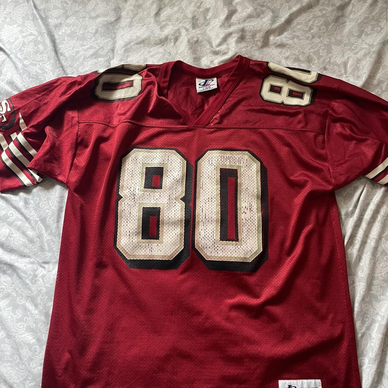 Vintage Large Jerry Rice jersey with slight fading... - Depop