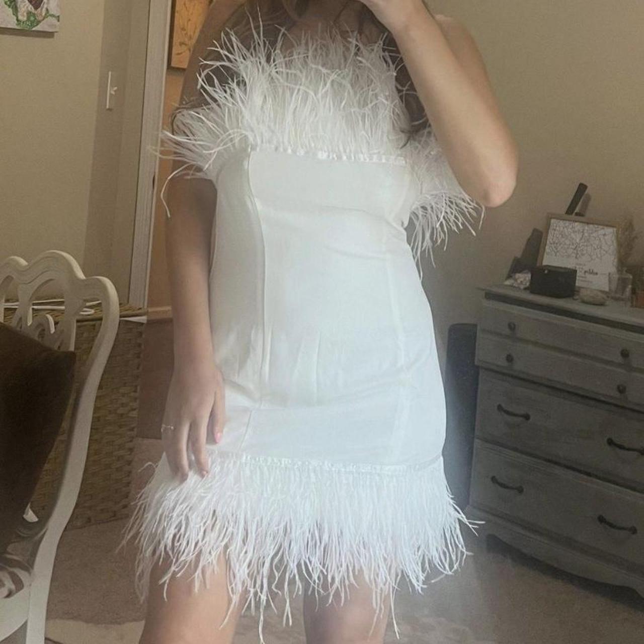 White Ostrich Feather Dress