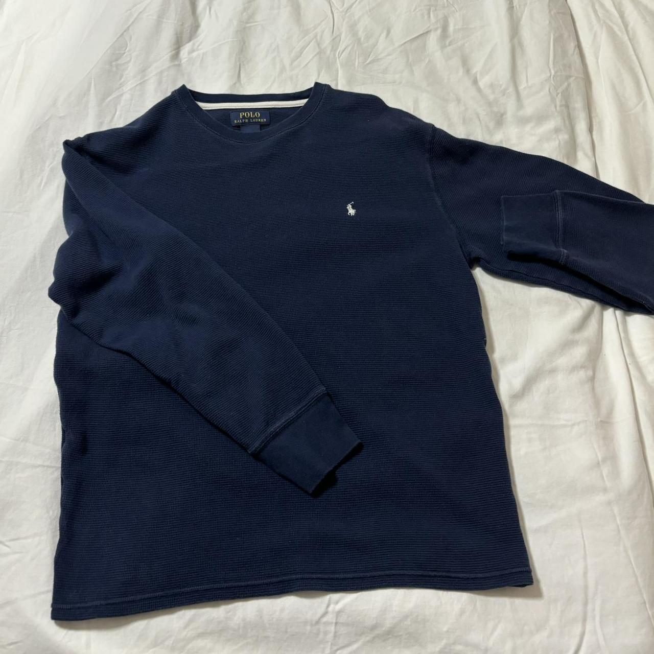 Navy knit polo long sleeve Depop
