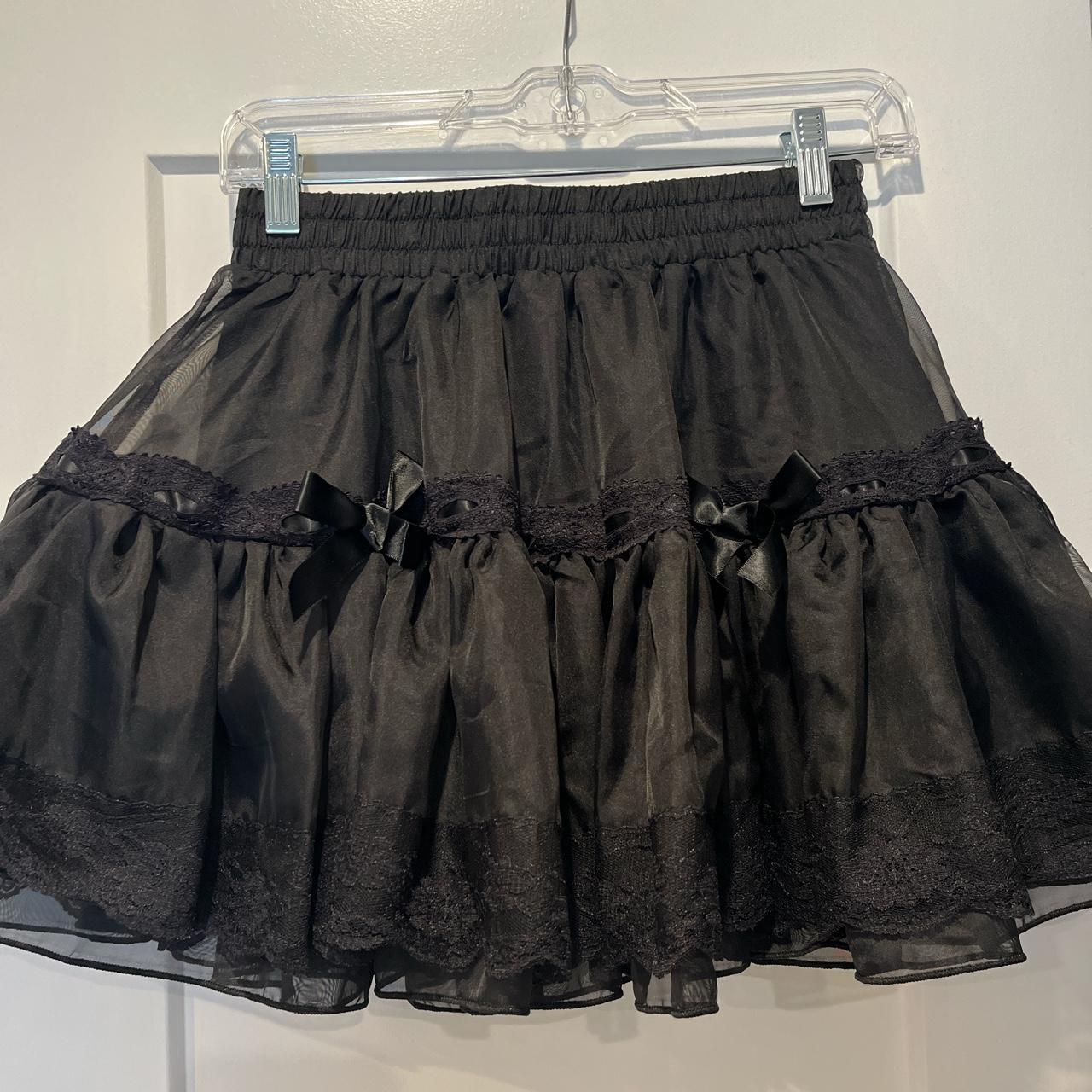 Beautiful black gothic mini skirt Lace and bow... - Depop