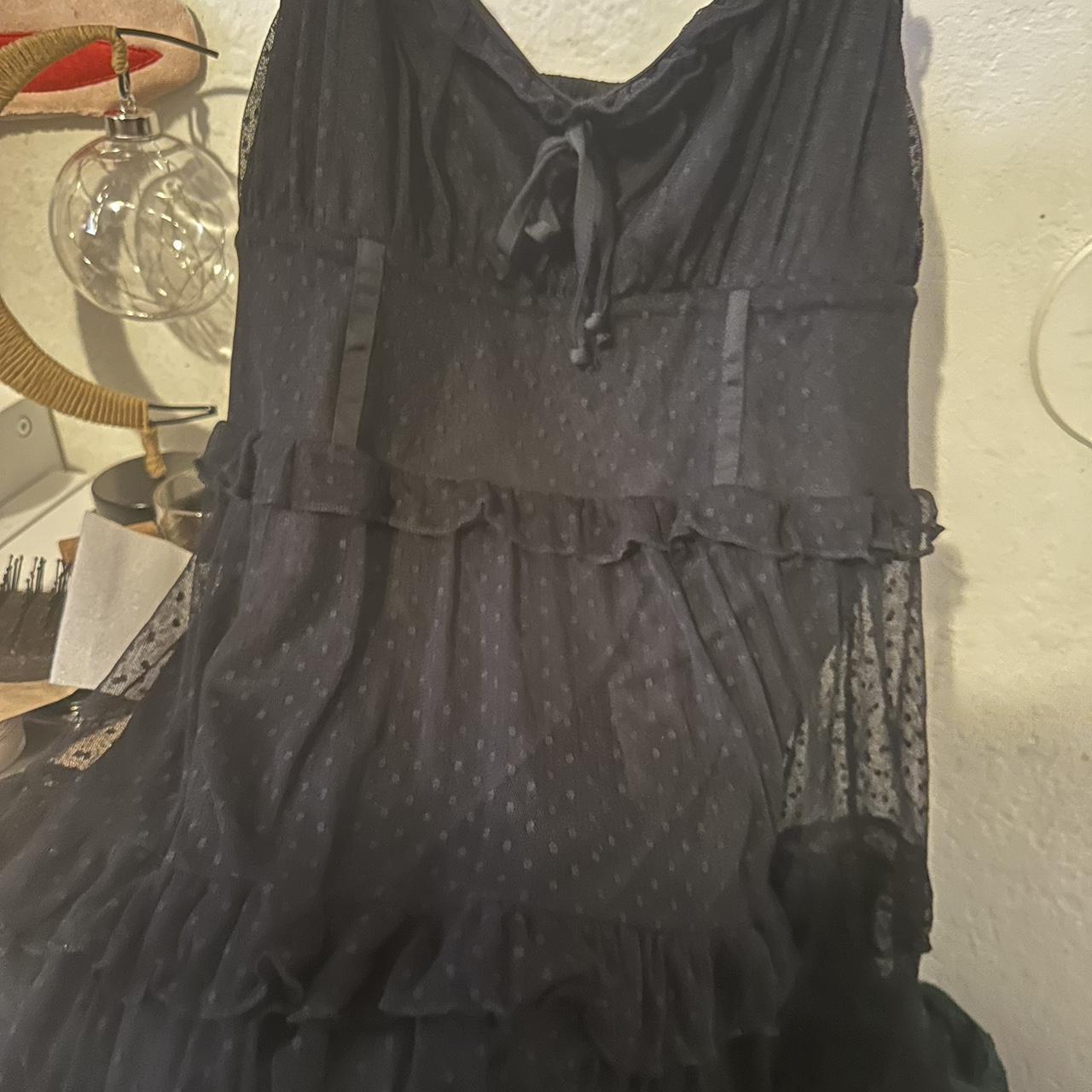 Wild Fable black Mesh pokodot mini flowy dress So... - Depop