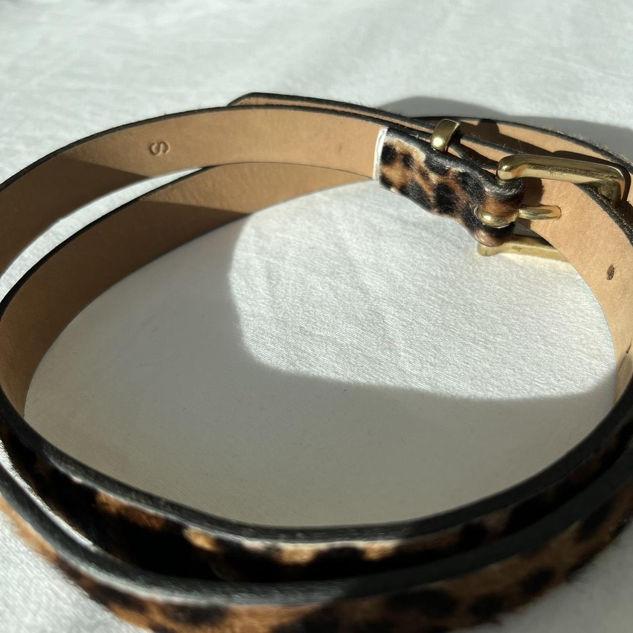 J crew cheetah thin fuzzy leather belt (small). Goes... Depop