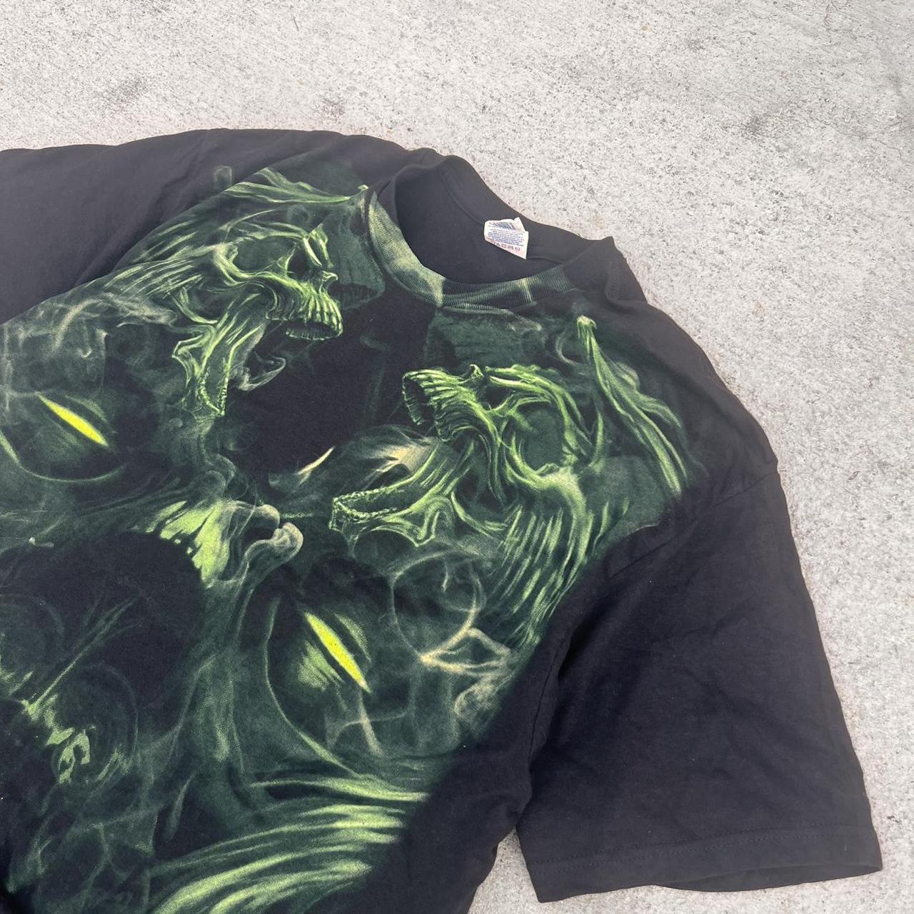 Affliction Men's T-shirt Black/Green XL – Black and green