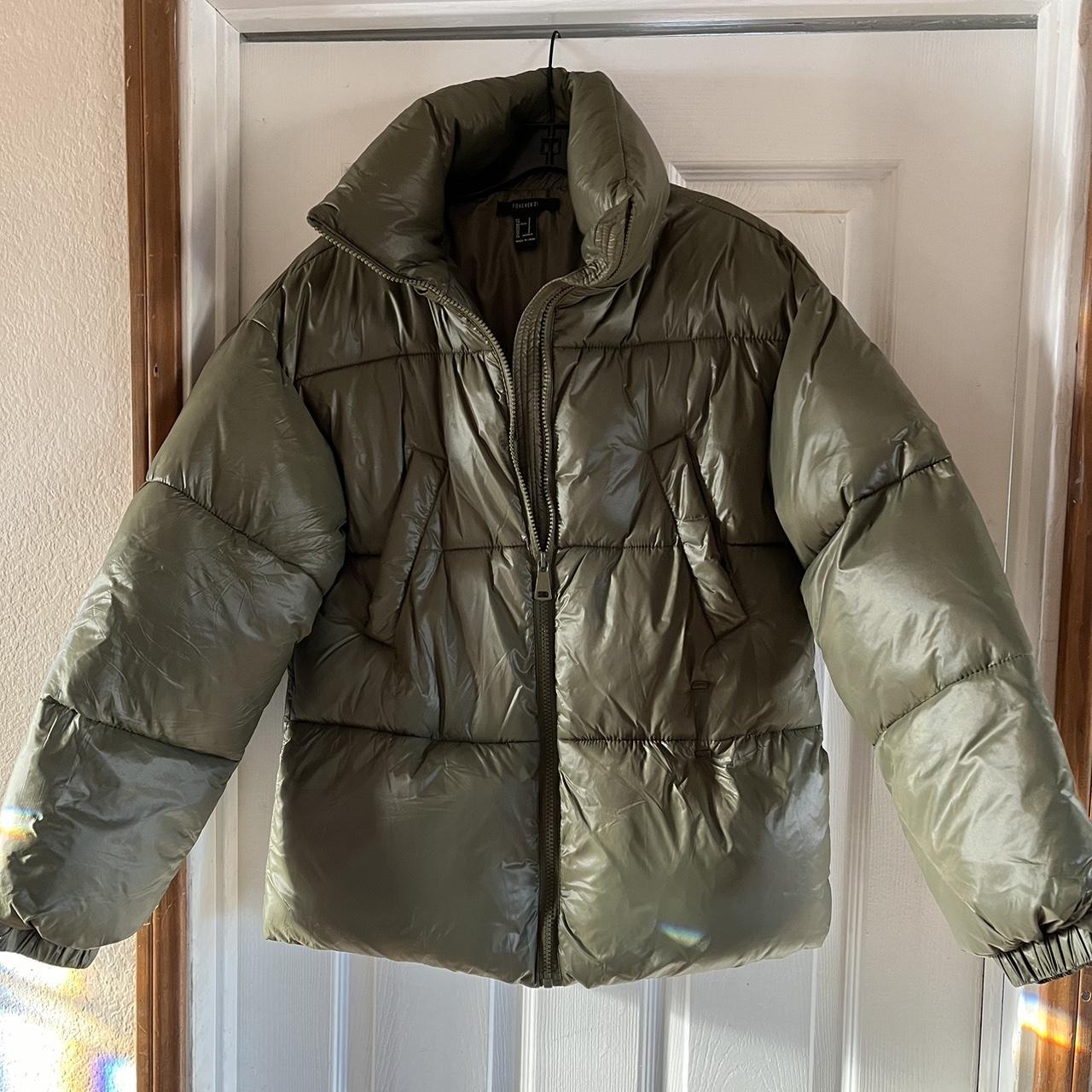 forever 21 green puffer jacket