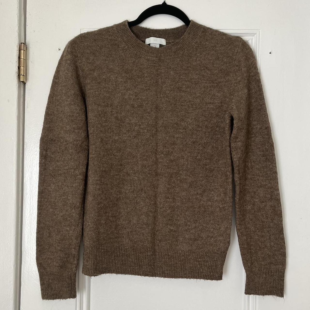 H&M brown soft fuzzy sweater, blend of acrylic/wool... - Depop