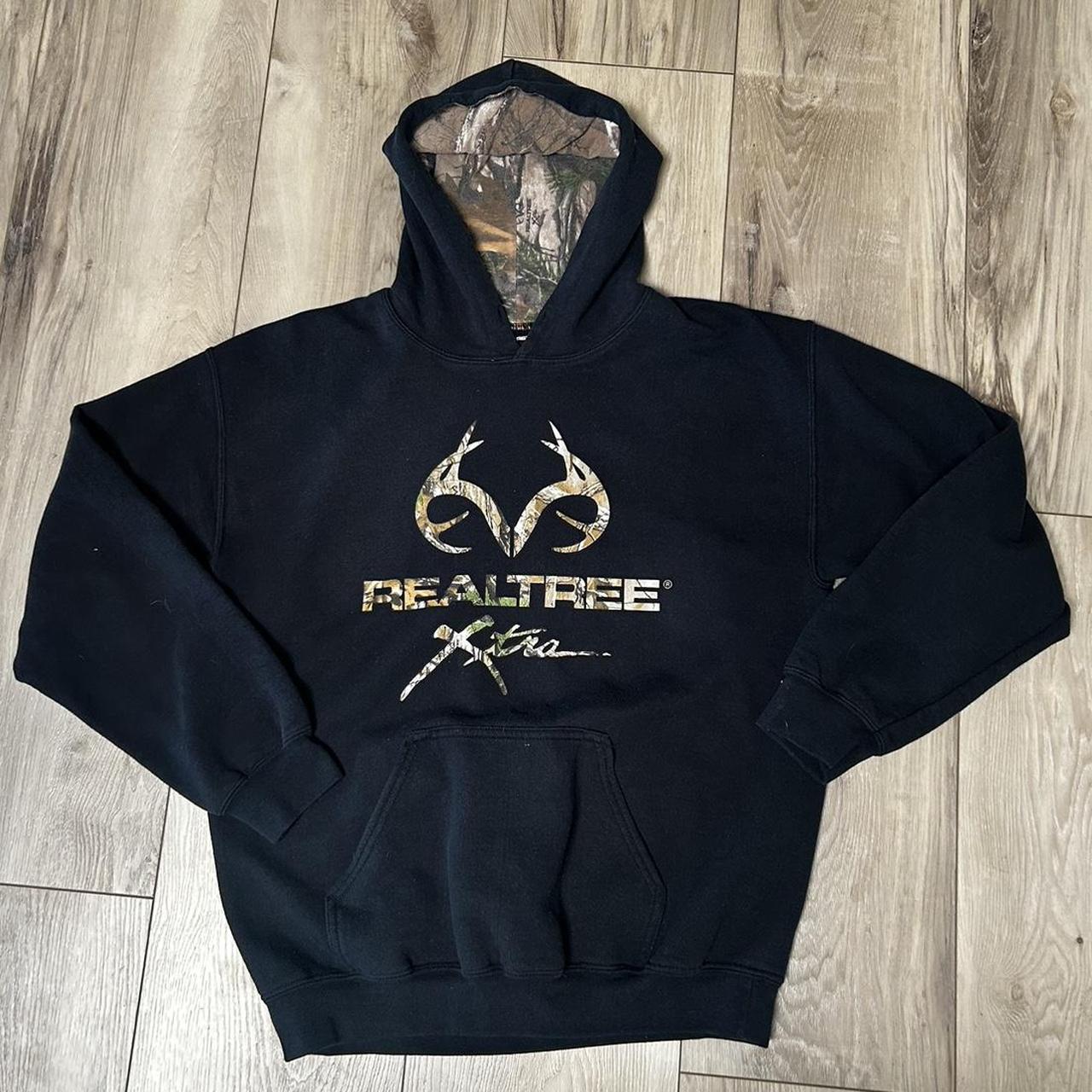 Realtree Camo Lined Black Hoodie Medium - Depop