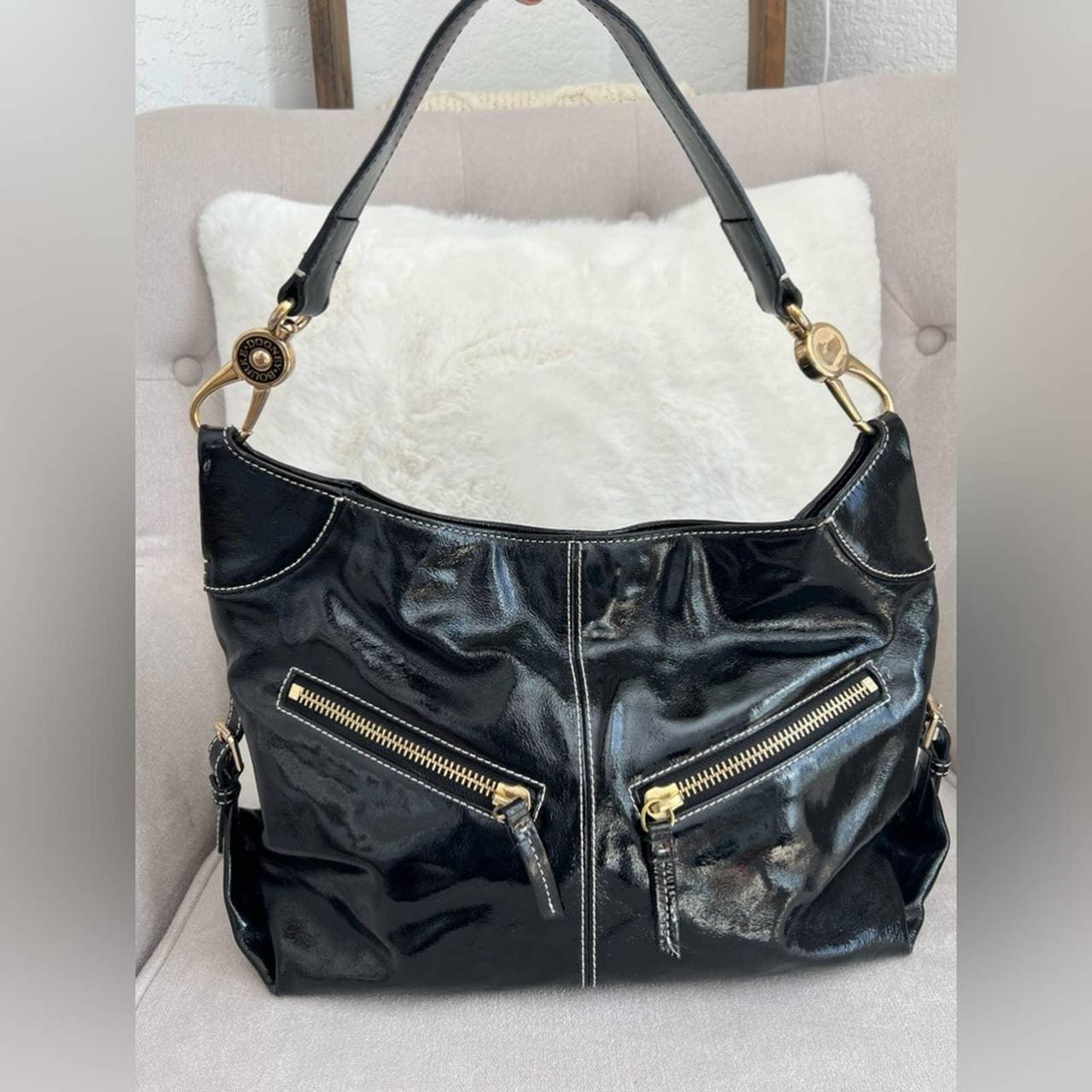 PRE OWNED Dooney Bourke Black Shiny Patent Leather Depop