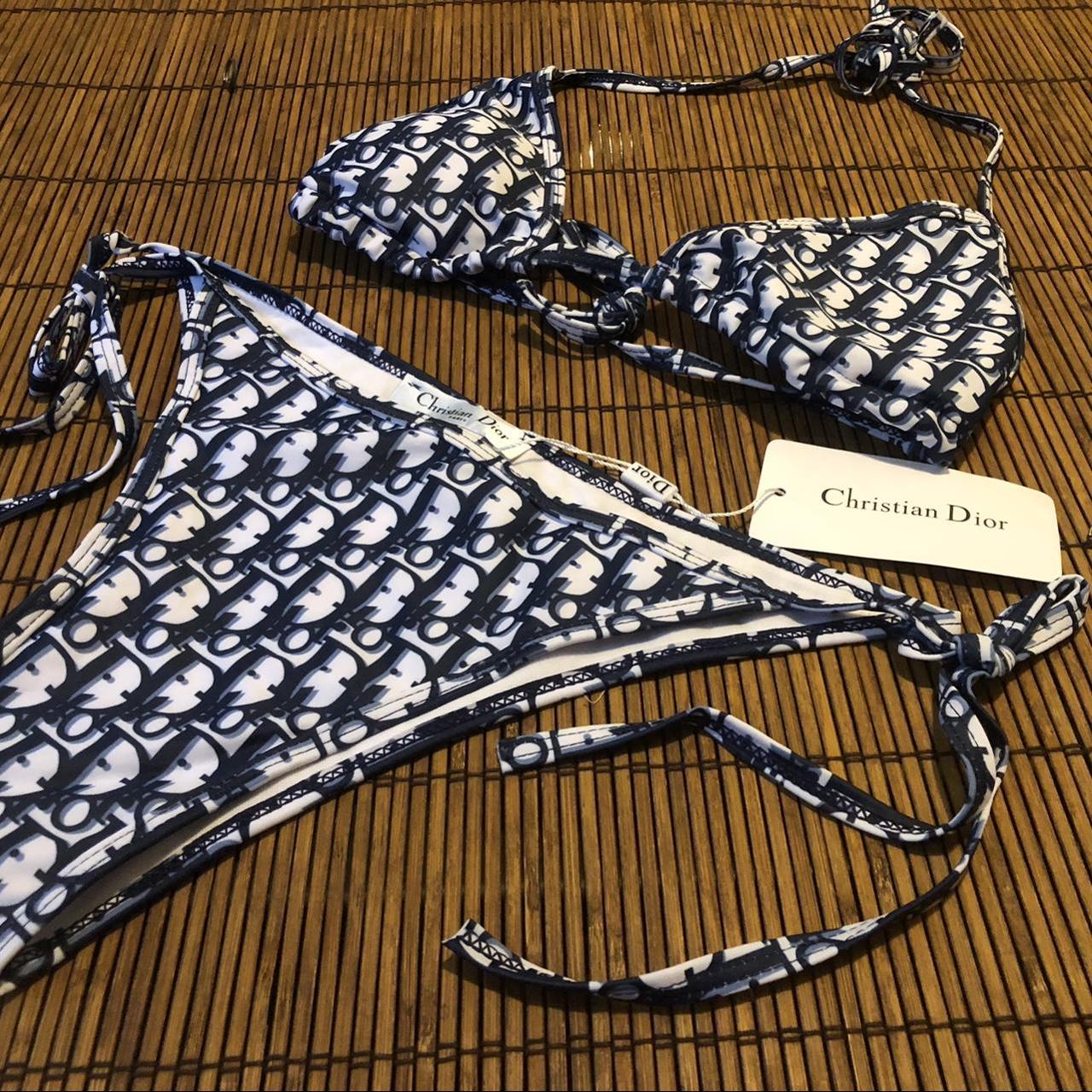 Dark blue. And white Dior bathing suit Depop