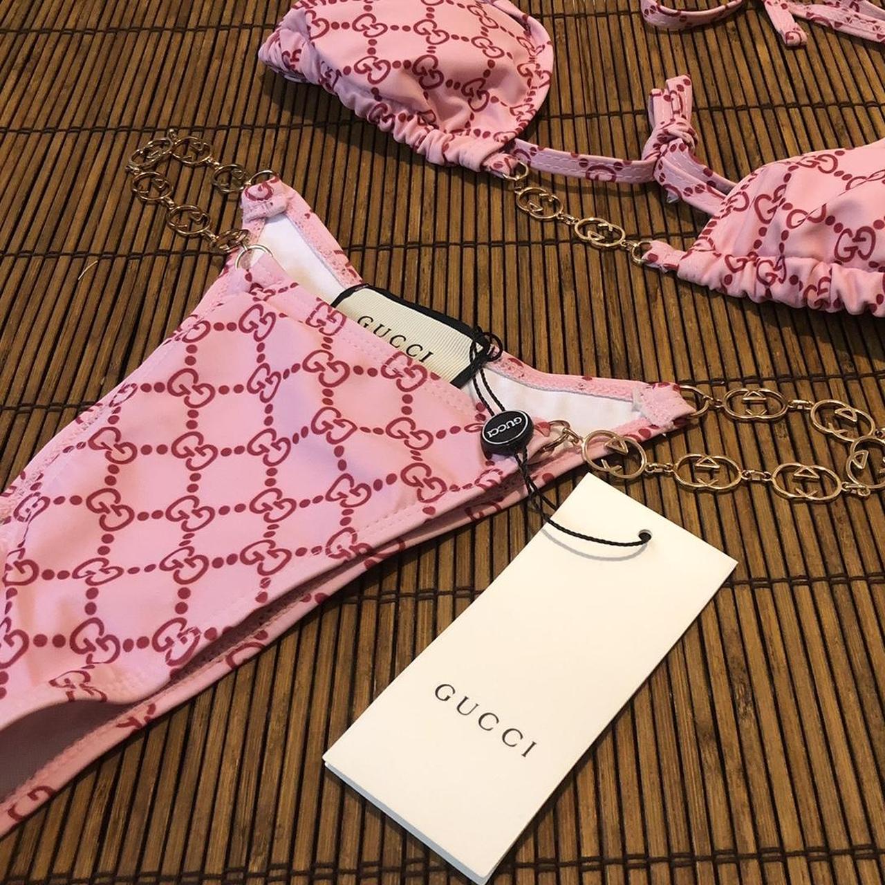 Hot pink, and red Gucci bathing suit Depop