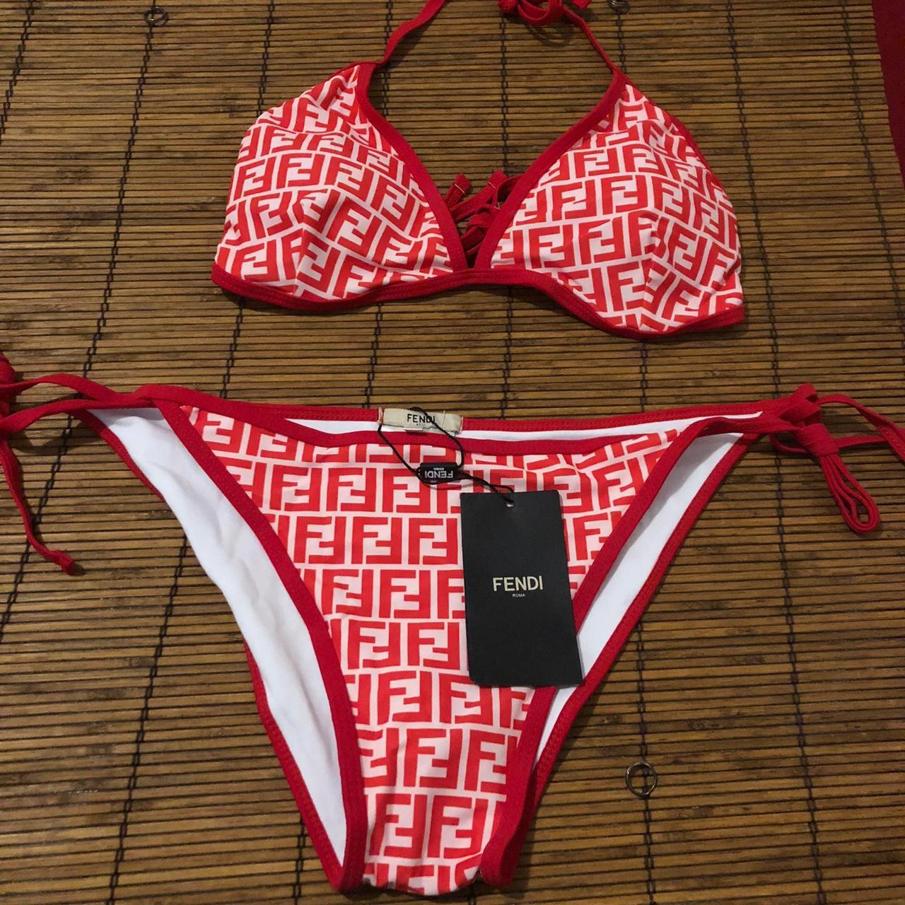 Double red & white Fendi bathing suit - Depop