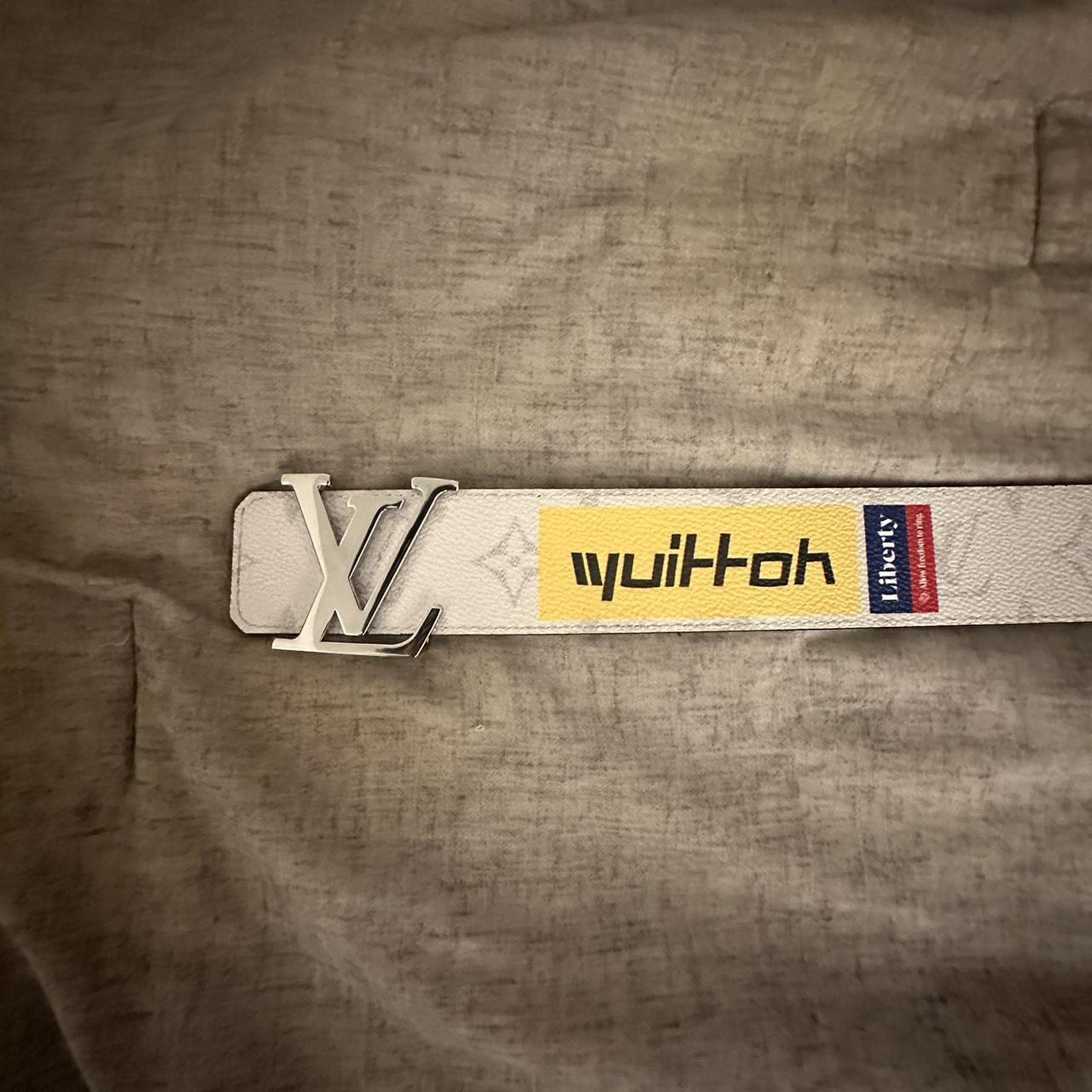 Louis vuitton initials white belt reversible size... - Depop