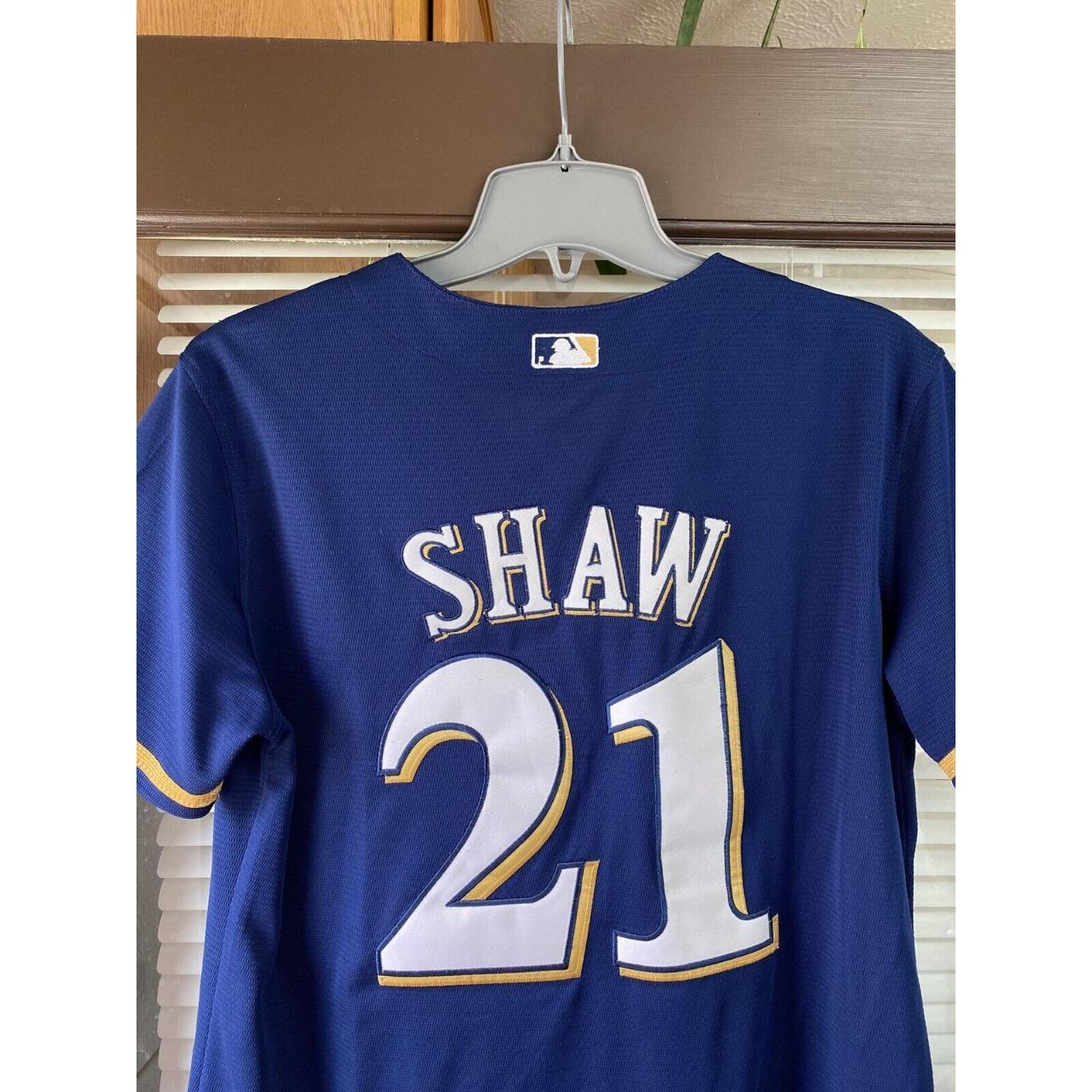 Travis Shaw Mayor-Doc Milwaukee Brewers Majestic Women's 2017 Players  Weekend Name & Number T-Shirt - Yellow