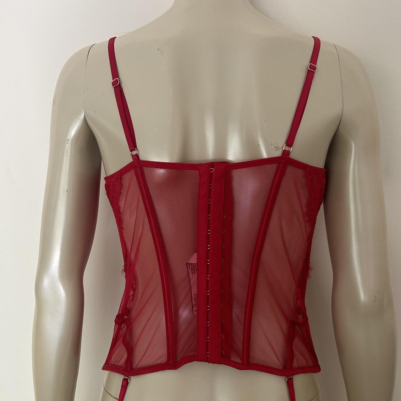 victoria secret- red wicked unlined lace-up corset top nwt