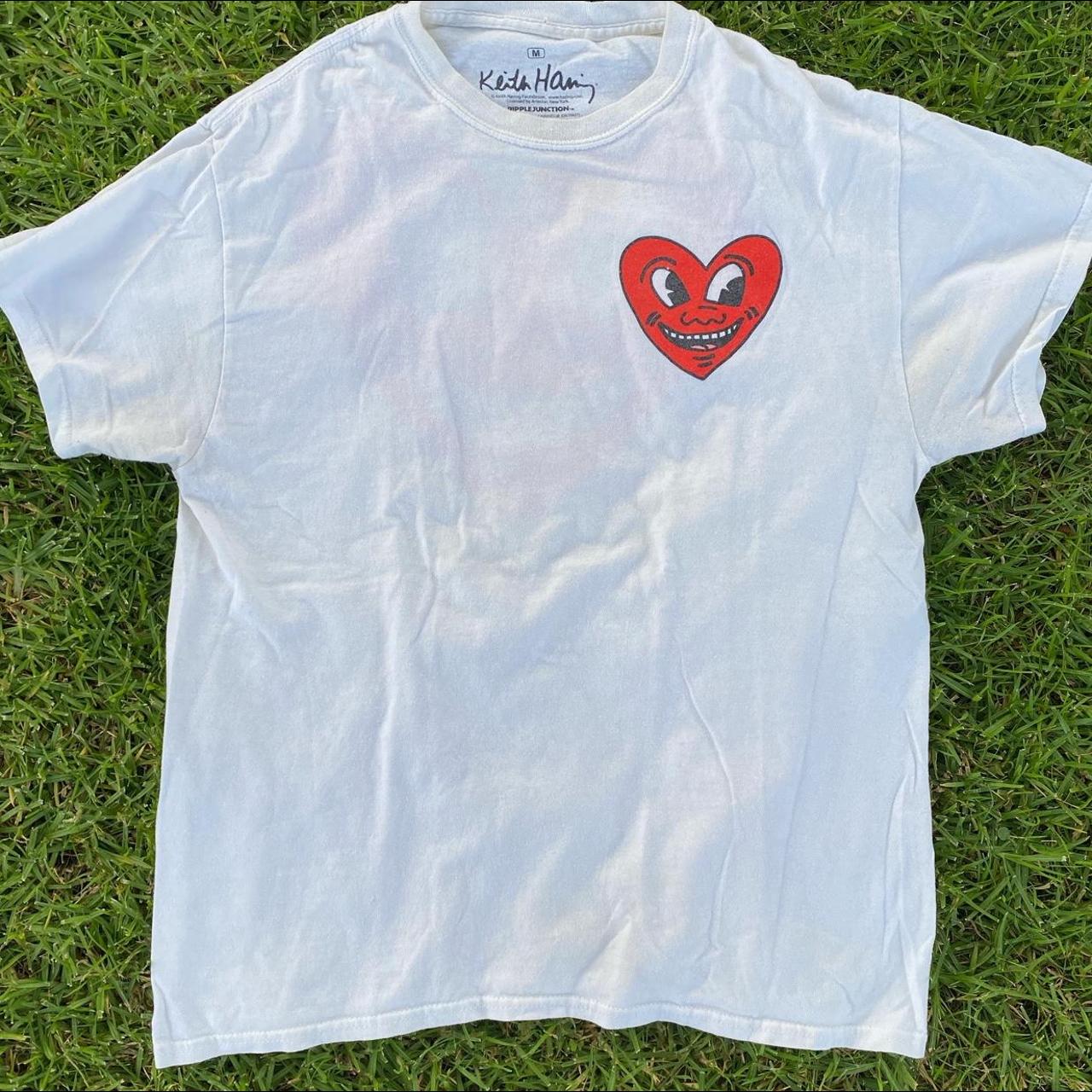 Keith Haring Heart T-shirt in White Size Medium Dm... - Depop