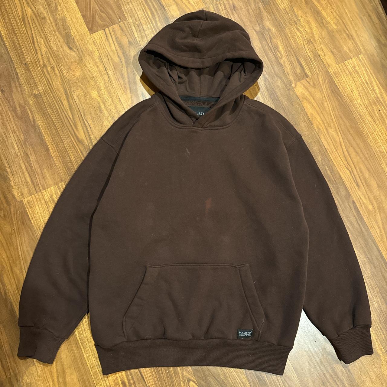 Brown Hollister Oversized boxy fit blank pull over... - Depop