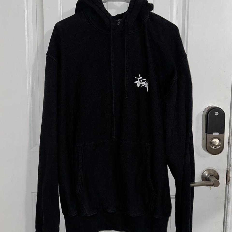 Stussy black discount hoodie depop