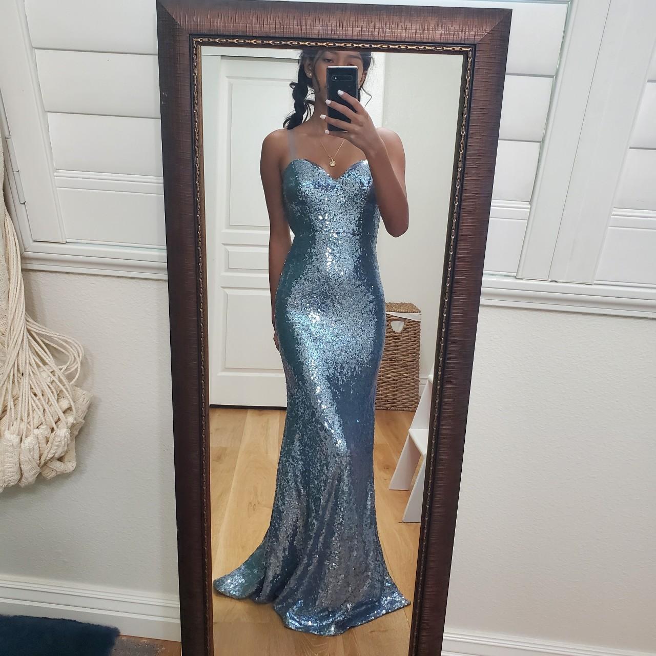 Baby Blue Elegant Sparkly Dress Was Only Used Once Depop