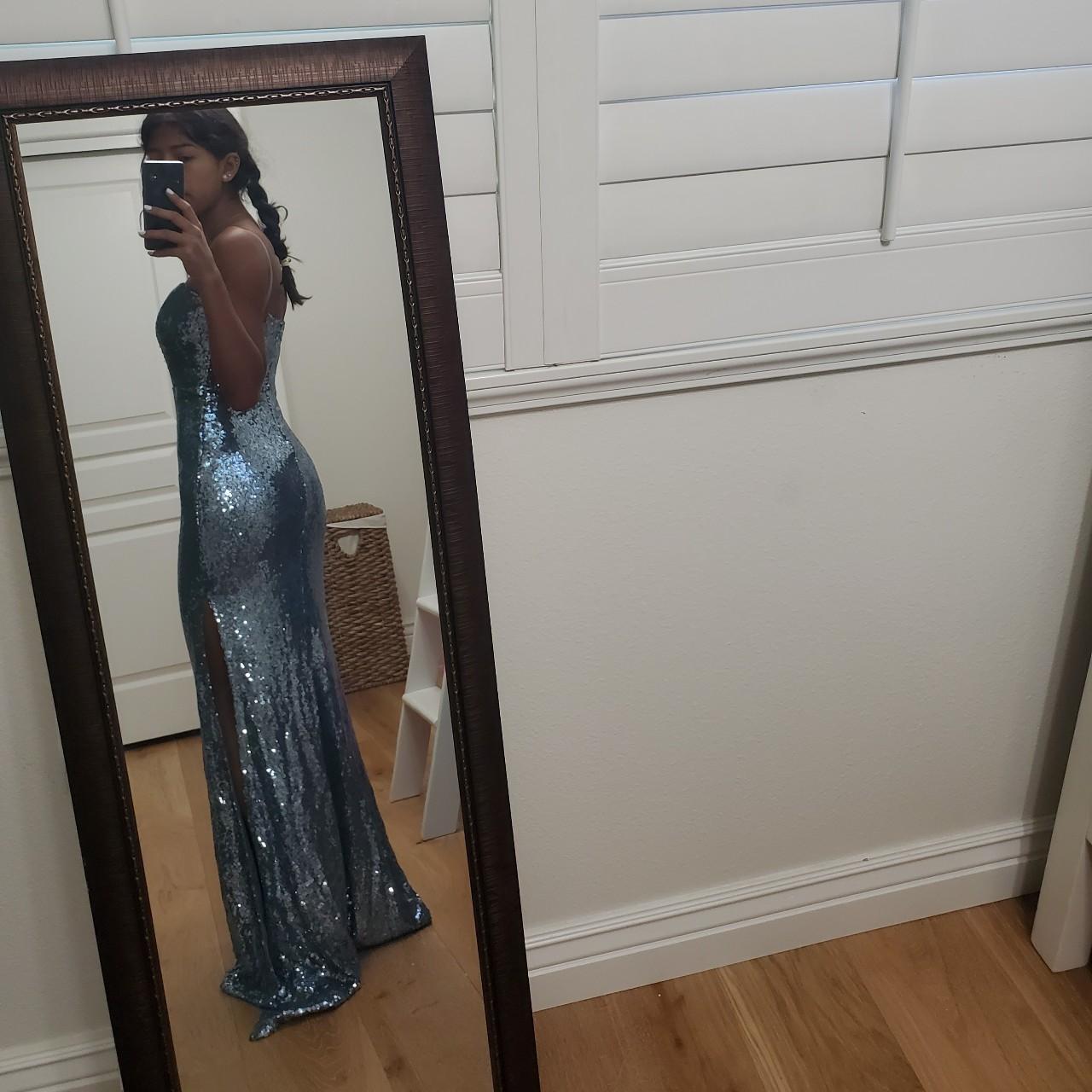Baby blue elegant sparkly dress Was only used once... Depop