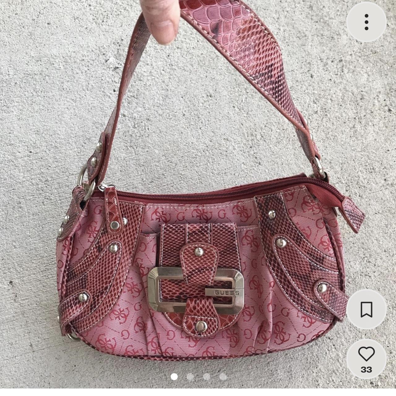 REPOP Guess mini pink fabric bag with faux leather... Depop