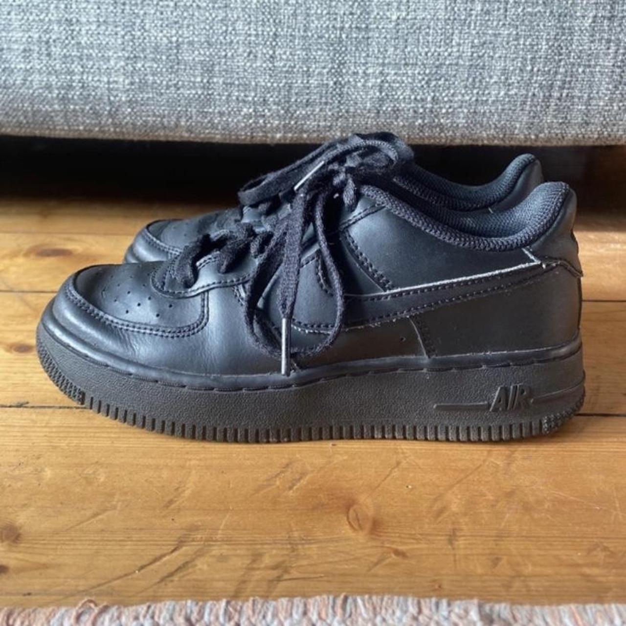 Kids Nike Black Air force 1s Size 3 Junior Good... - Depop