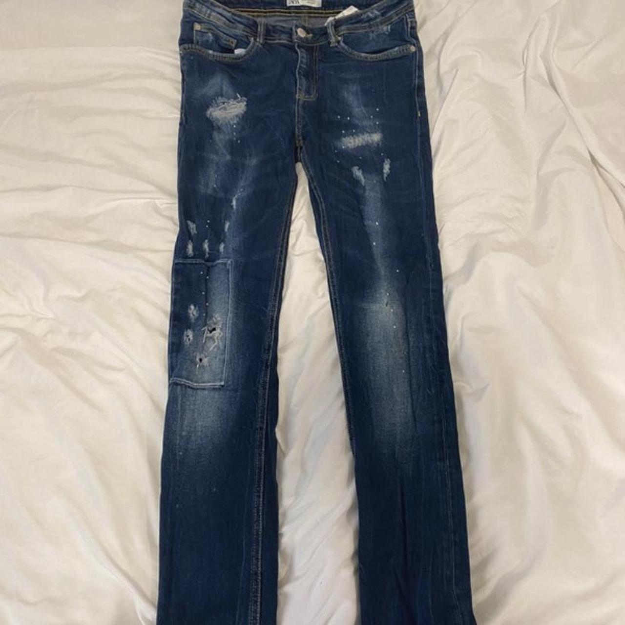 Zara paint splatter slim/skinny jeans Waist 31 All... - Depop