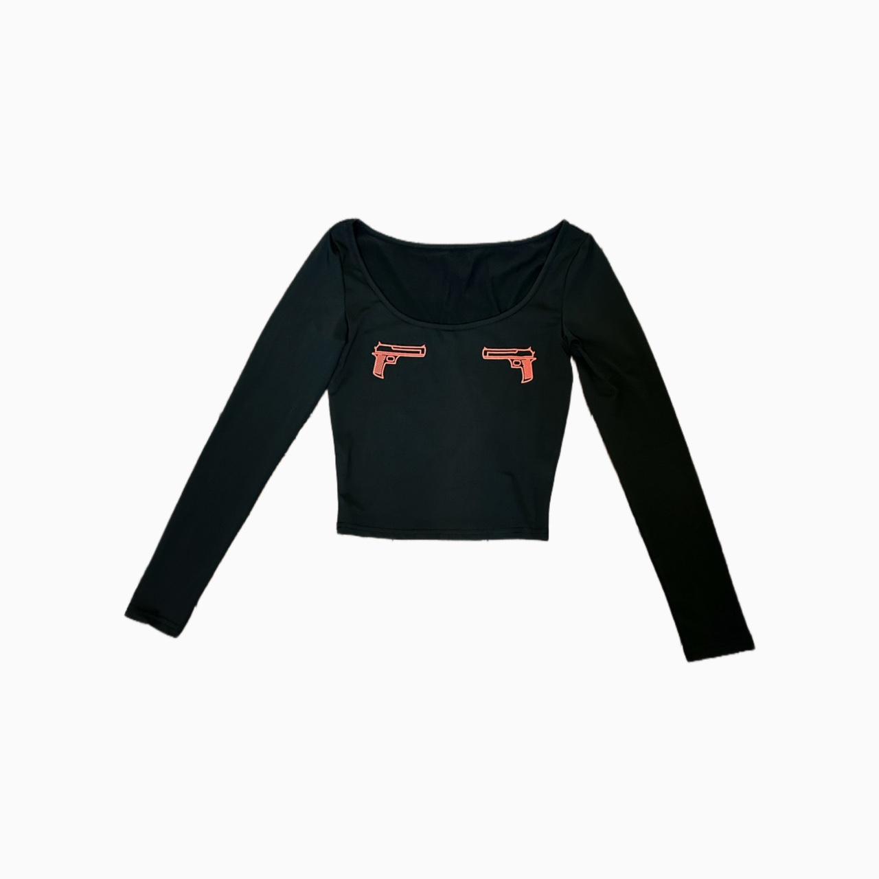 Blush Mark Women's Black and Red Croptop Depop