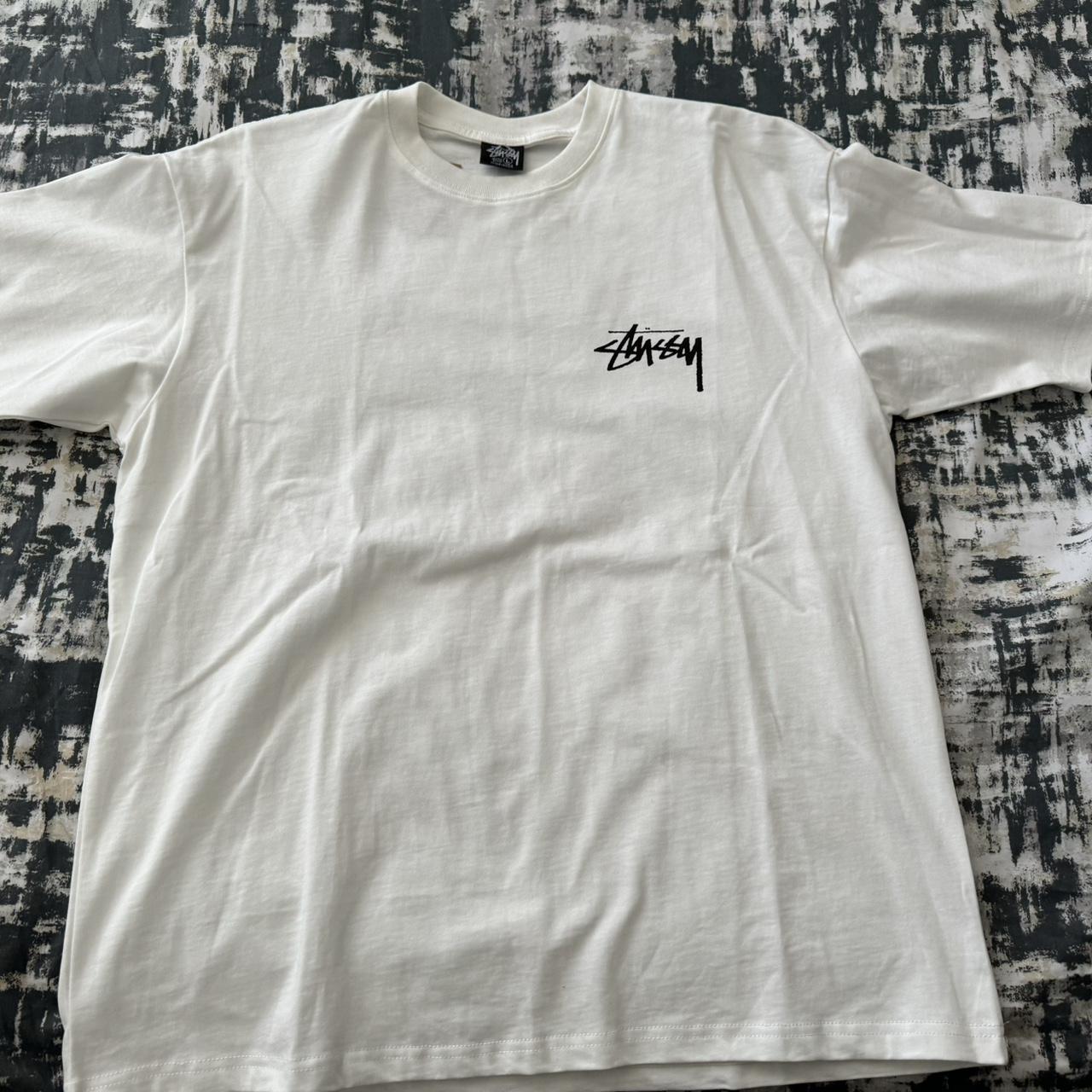 White Stüssy 8 Ball Cracked Tee | Size Large | Dm... - Depop