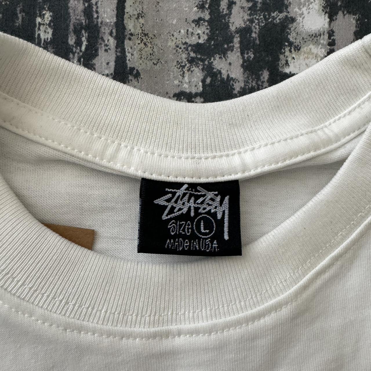 White Stüssy 8 Ball Cracked Tee | Size Large | Dm... - Depop