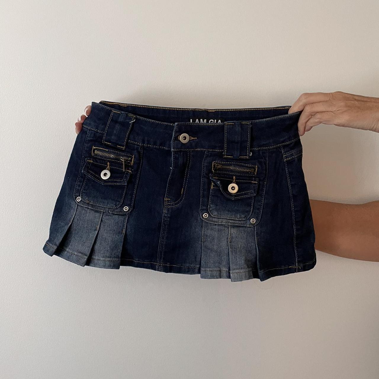 Never worn I.AM.GIA denim mini skirt pleated with... Depop