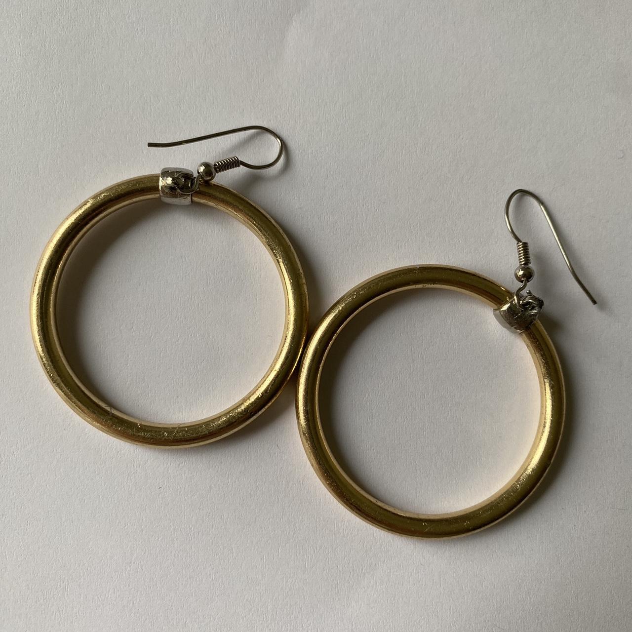 Dangle hoop earrings Large hoops 70s jewelry... Depop