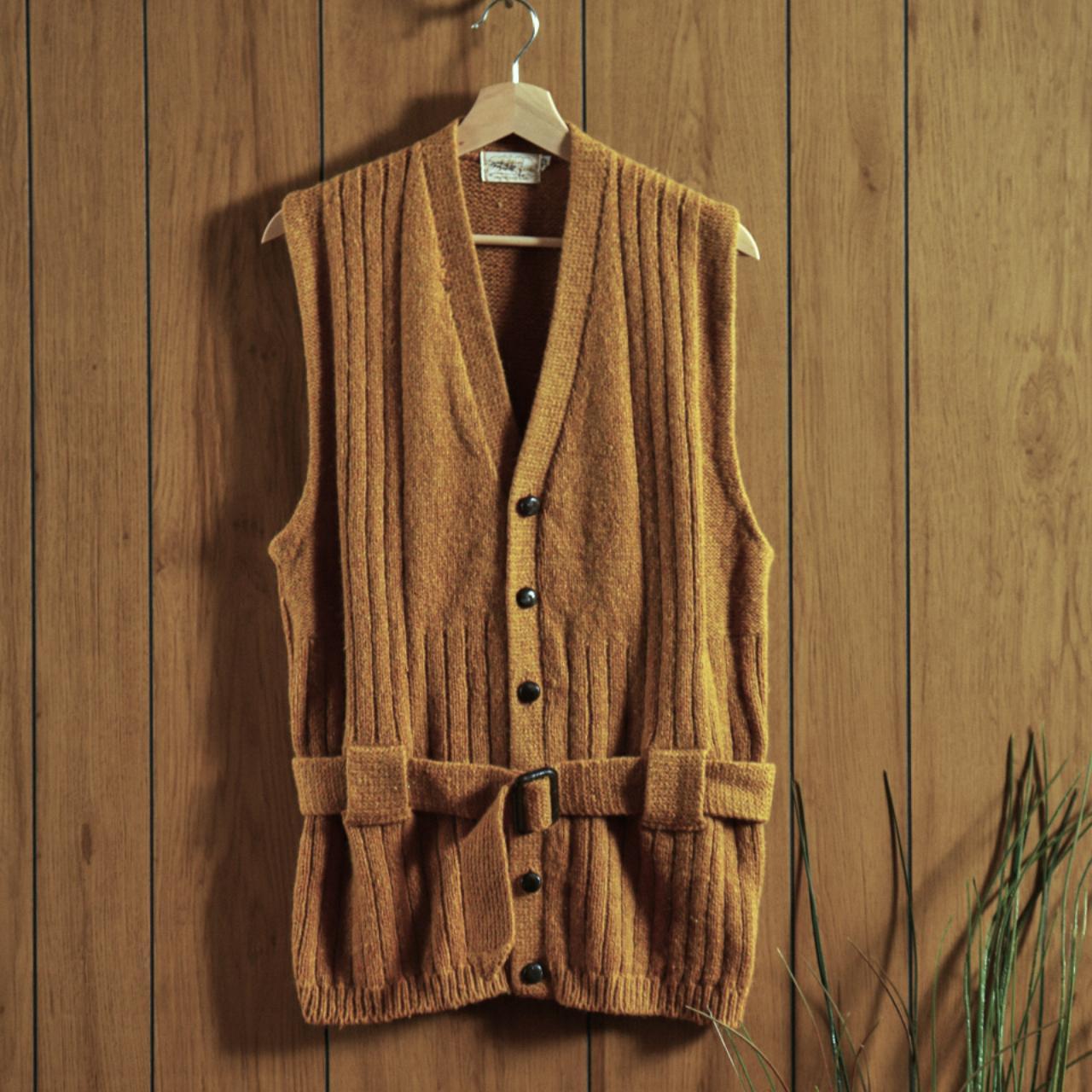 Mustard Yellow Belted Sweater Vest 1970s There