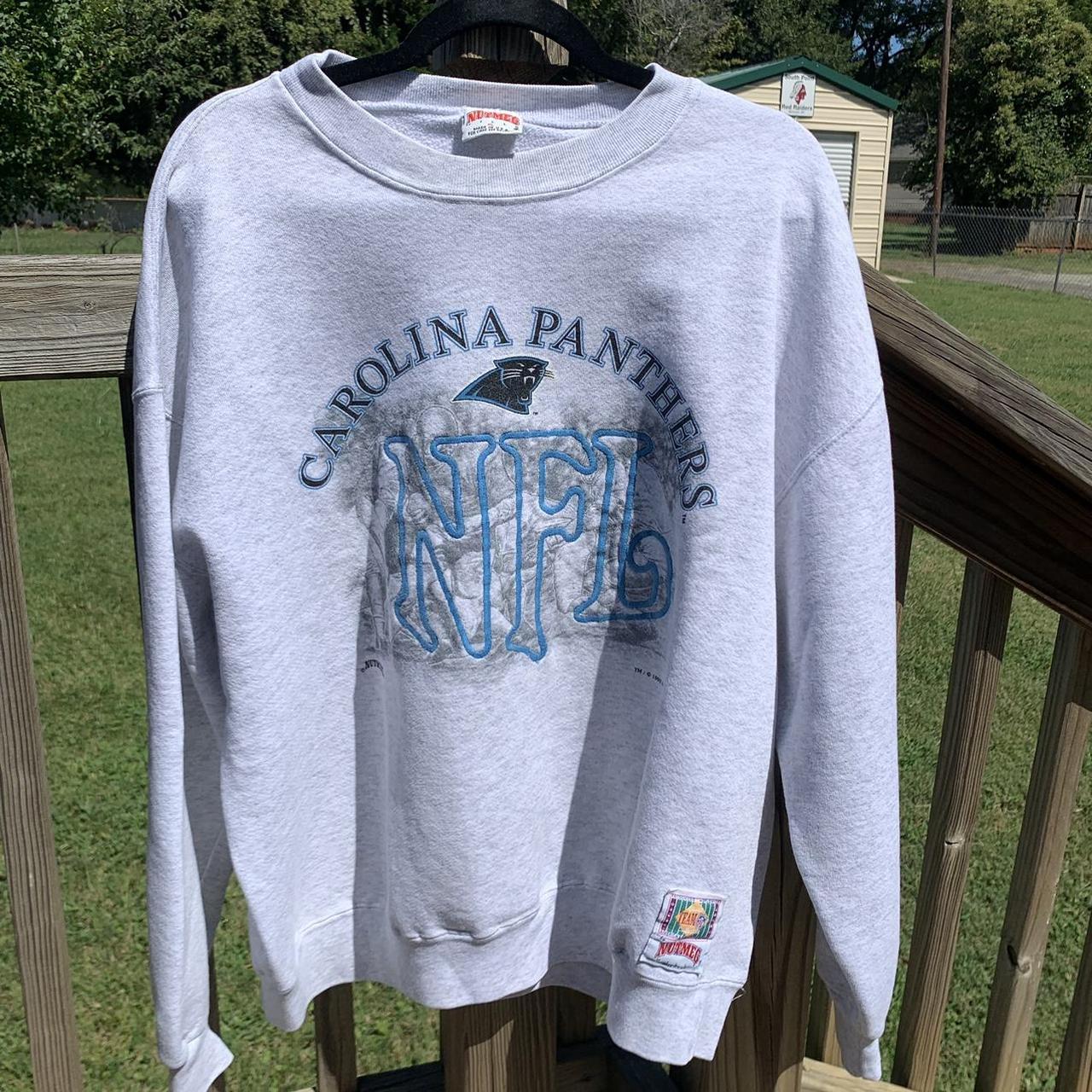 VTG Nutmeg 90s Carolina Panthers NFL Double Sided Graphic Sweatshirt Size M  USA