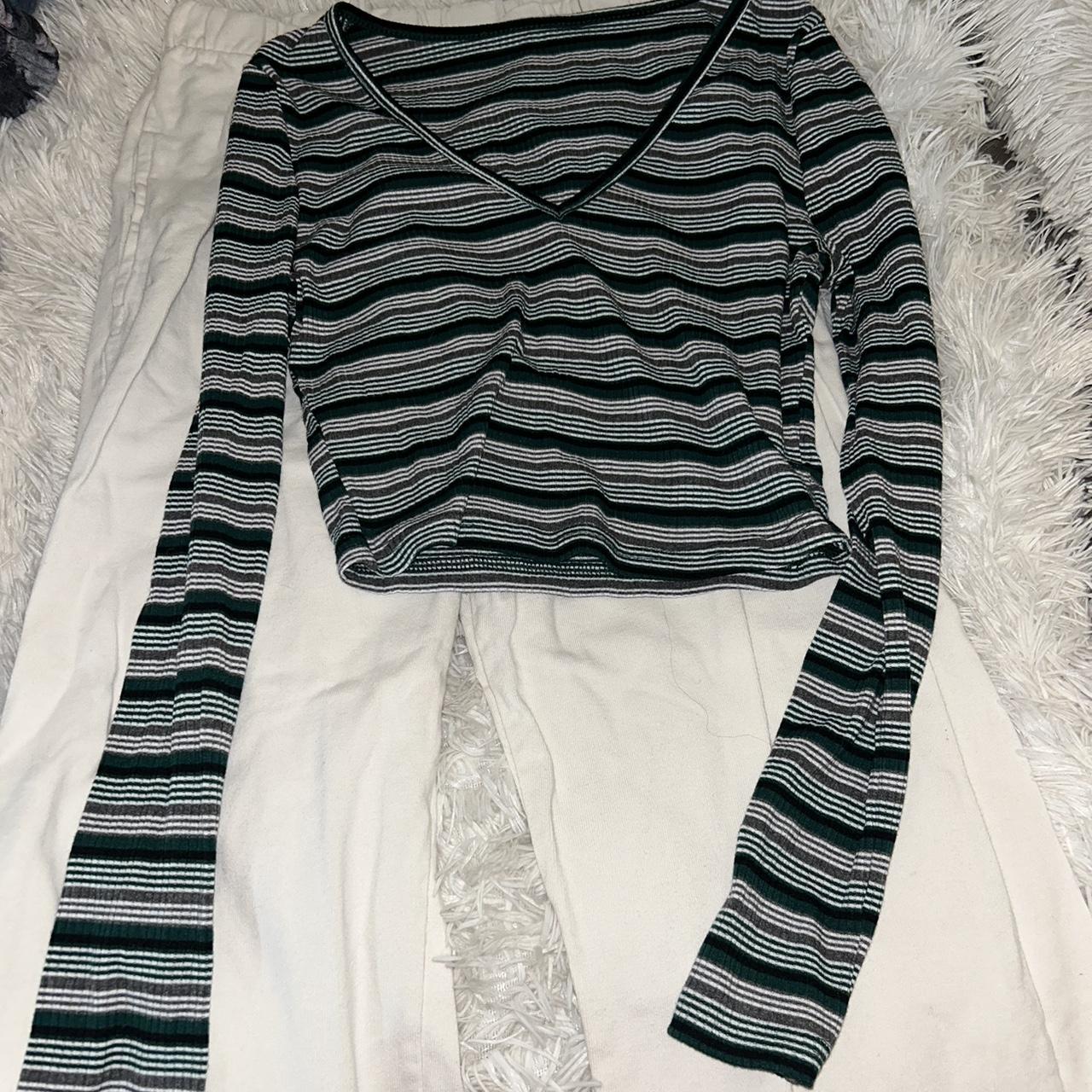 Green striped shirt - Depop