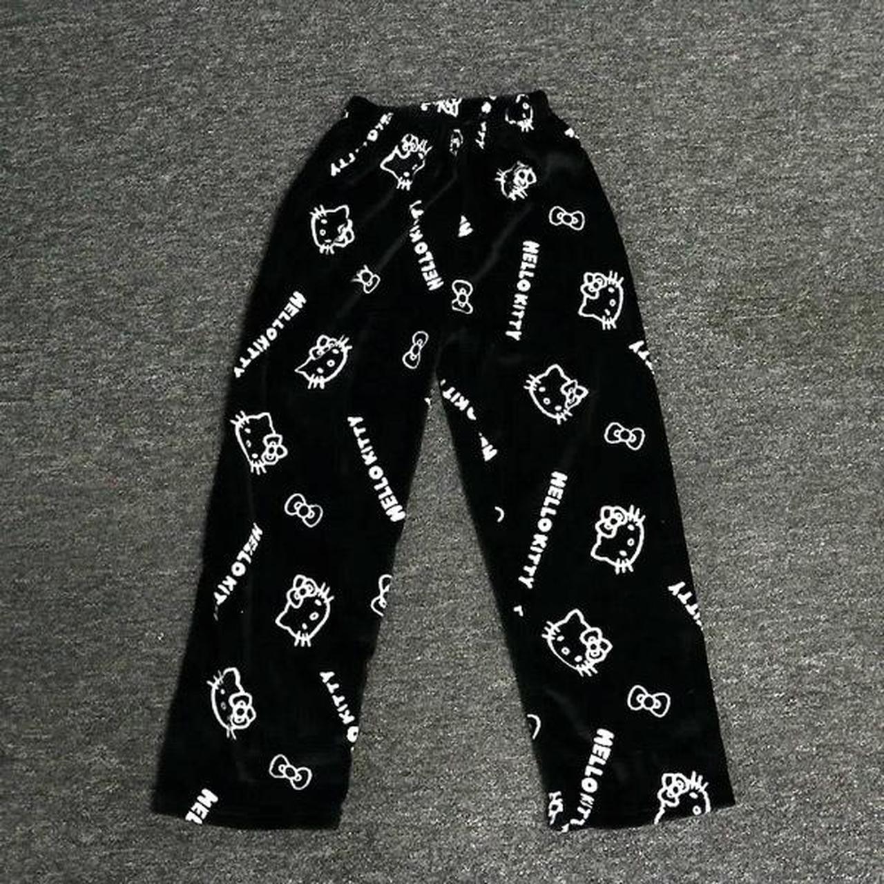 Super cute black hello kitty pajama pants!... - Depop