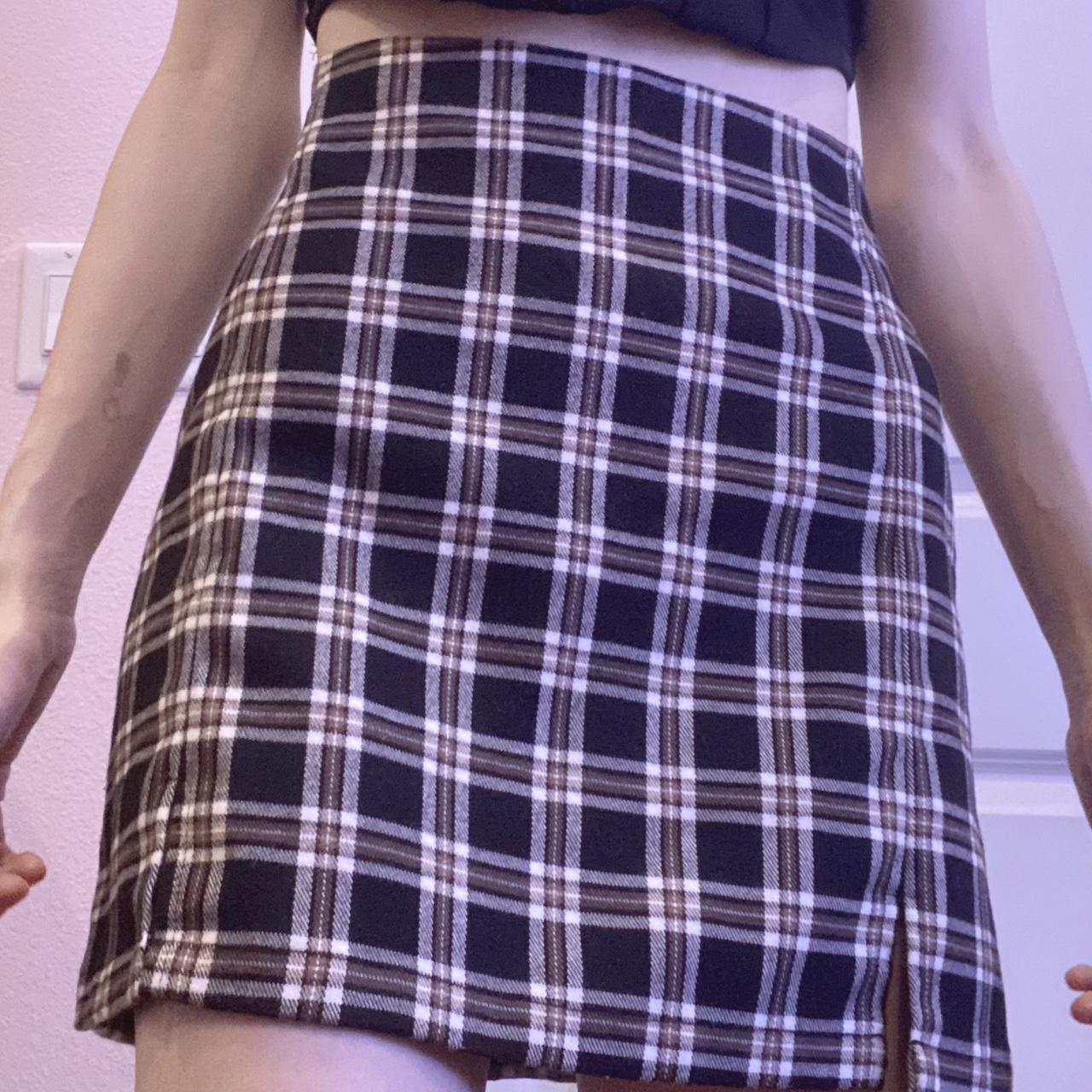 brandy melville plaid fitted zipup skirt Depop