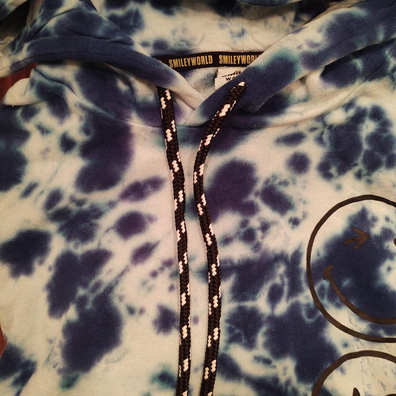 SMILEY WORLD Hoodie Tie-dye Blue White Large