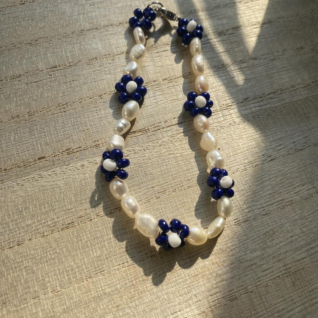 Handmade flower bracelet handmade flowers pearls... Depop