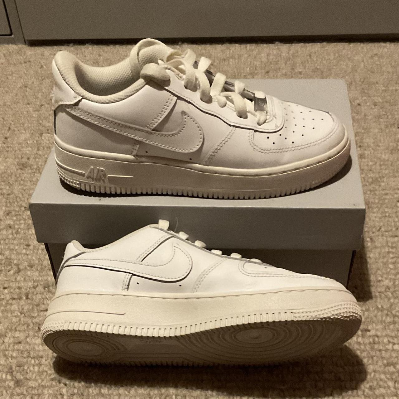 All White Nike Air Force 1s. Size: 4 Good Condition - Depop